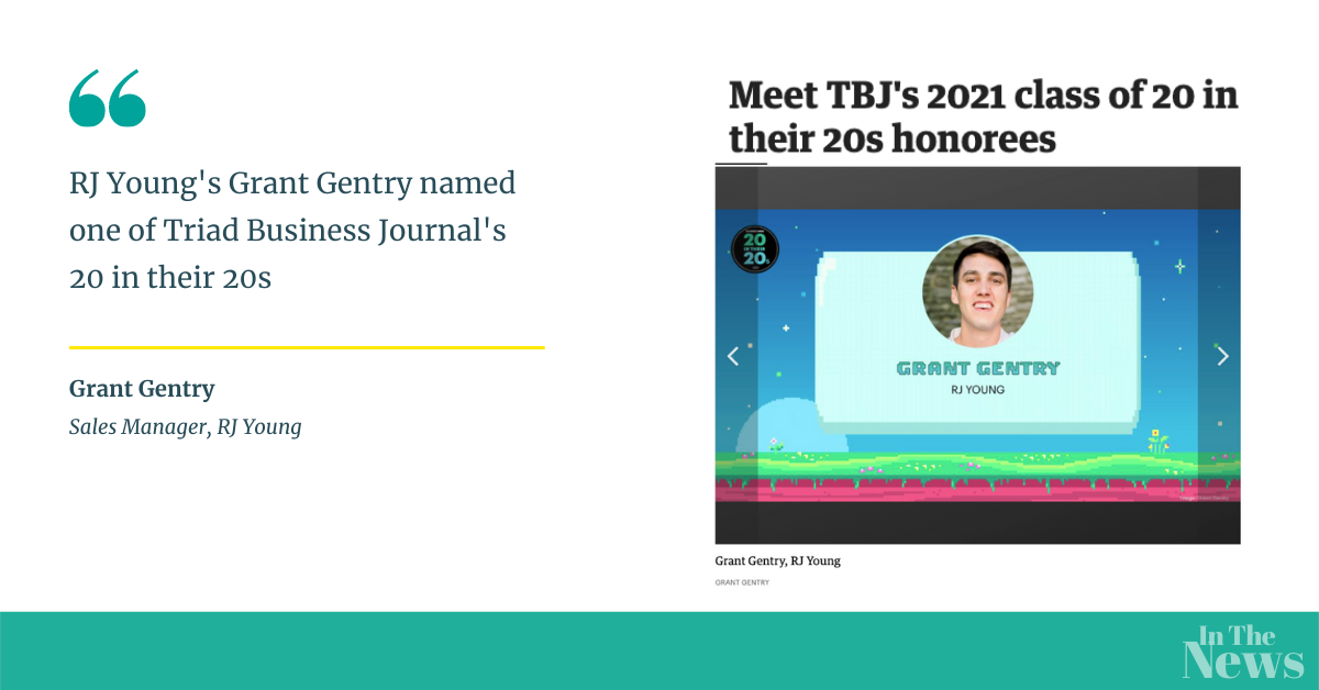 RJ Young's Grant Gentry named one of Triad Business Journal's 20 in their 20s