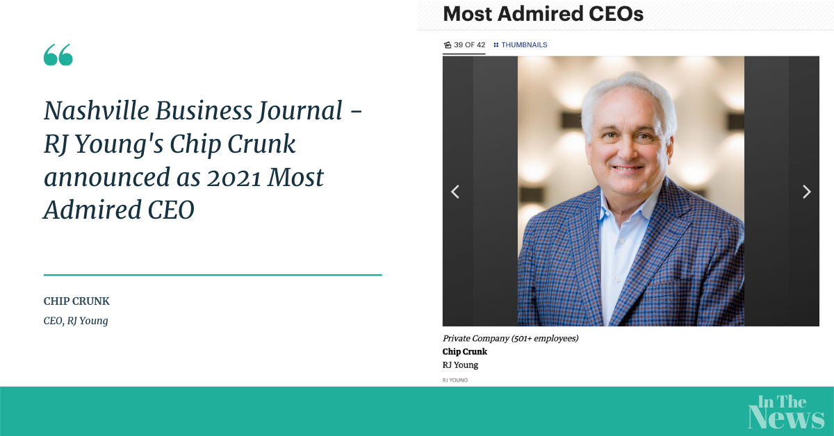 Nashville Business Journal - RJ Young's Chip Crunk announced as 2021 Most Admired CEO